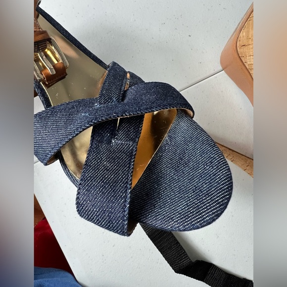 COACH DANI High Heels, Platform Open-Toe, Denim & Leather 9B - Picture 14 of 15